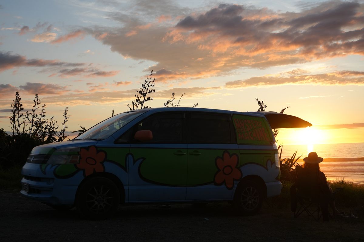 Sunset at Karioitahi Beach, North Island